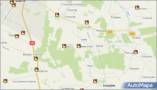 mapa Sewerynów gmina Huszlew, Sewerynów gmina Huszlew na mapie Targeo