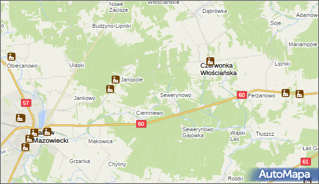 mapa Sewerynowo, Sewerynowo na mapie Targeo