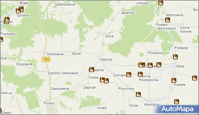 mapa Siadcza gmina Pilica, Siadcza gmina Pilica na mapie Targeo