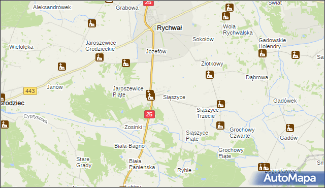 mapa Siąszyce, Siąszyce na mapie Targeo