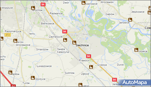 mapa Siechnice, Siechnice na mapie Targeo