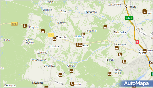 mapa Siedlanka, Siedlanka na mapie Targeo