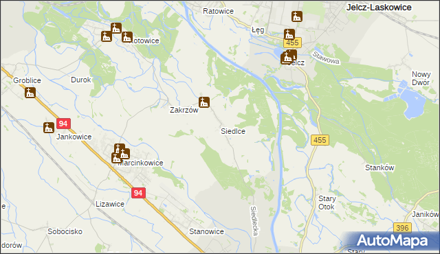 mapa Siedlce gmina Oława, Siedlce gmina Oława na mapie Targeo