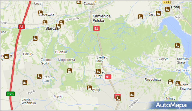 mapa Siedlec Mały, Siedlec Mały na mapie Targeo