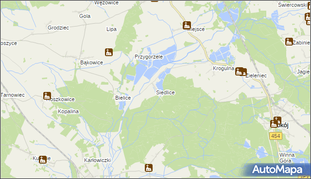 mapa Siedlice gmina Pokój, Siedlice gmina Pokój na mapie Targeo