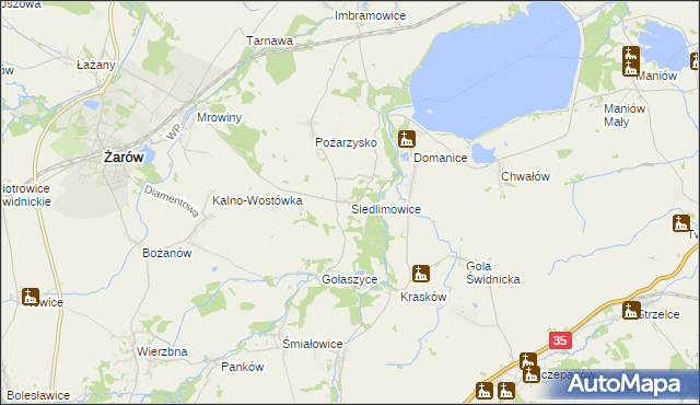 mapa Siedlimowice, Siedlimowice na mapie Targeo