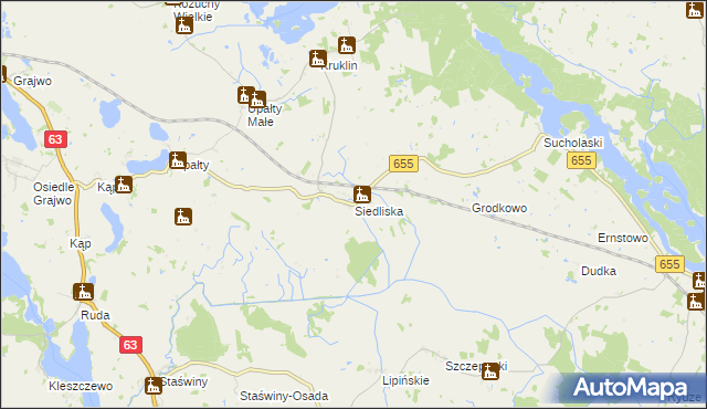 mapa Siedliska gmina Wydminy, Siedliska gmina Wydminy na mapie Targeo