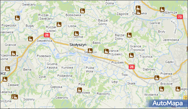 mapa Siedliska Sławęcińskie, Siedliska Sławęcińskie na mapie Targeo