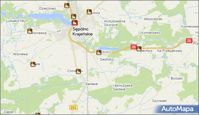 mapa Siedlisko gmina Sępólno Krajeńskie, Siedlisko gmina Sępólno Krajeńskie na mapie Targeo