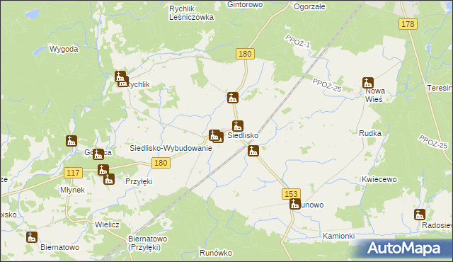 mapa Siedlisko gmina Trzcianka, Siedlisko gmina Trzcianka na mapie Targeo