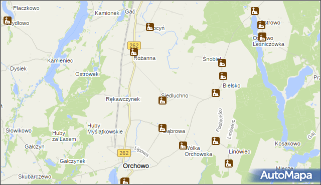 mapa Siedluchno, Siedluchno na mapie Targeo