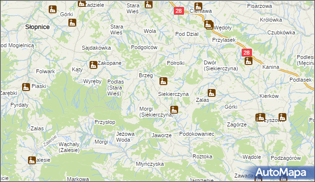 mapa Siekierczyna gmina Limanowa, Siekierczyna gmina Limanowa na mapie Targeo