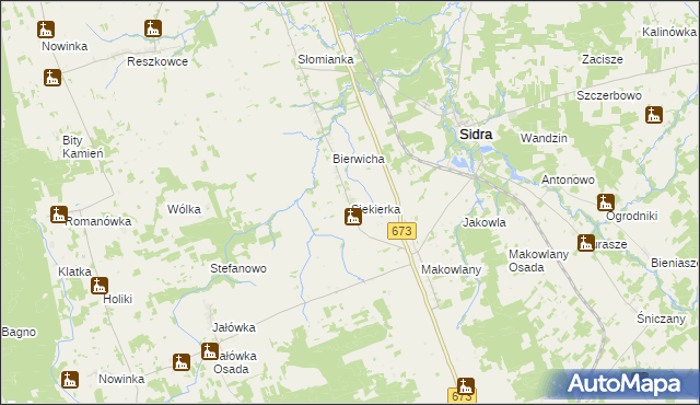 mapa Siekierka gmina Sidra, Siekierka gmina Sidra na mapie Targeo