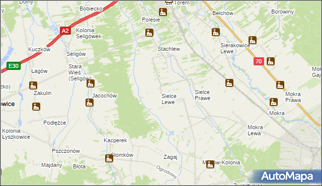 mapa Sielce Lewe, Sielce Lewe na mapie Targeo