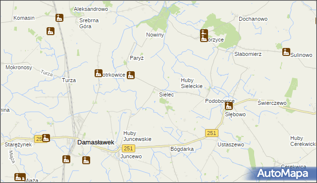 mapa Sielec gmina Żnin, Sielec gmina Żnin na mapie Targeo