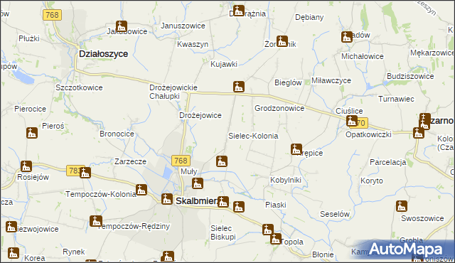 mapa Sielec-Kolonia, Sielec-Kolonia na mapie Targeo