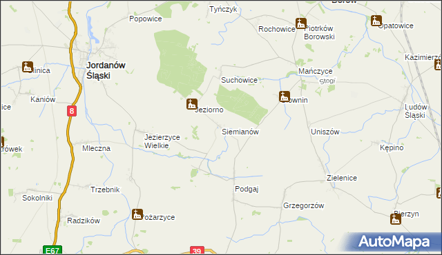 mapa Siemianów gmina Borów, Siemianów gmina Borów na mapie Targeo