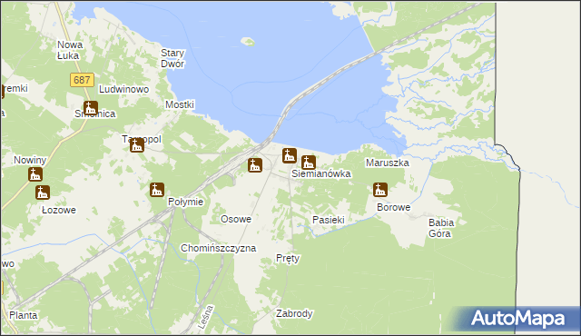 mapa Siemianówka, Siemianówka na mapie Targeo