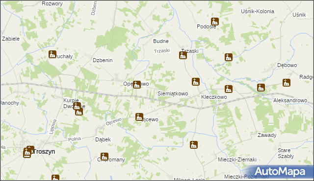 mapa Siemiątkowo gmina Troszyn, Siemiątkowo gmina Troszyn na mapie Targeo