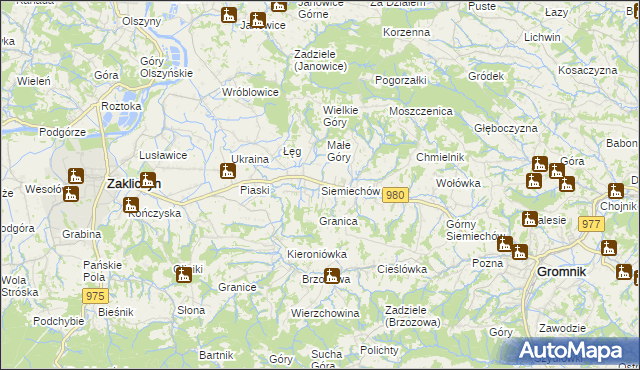 mapa Siemiechów gmina Gromnik, Siemiechów gmina Gromnik na mapie Targeo