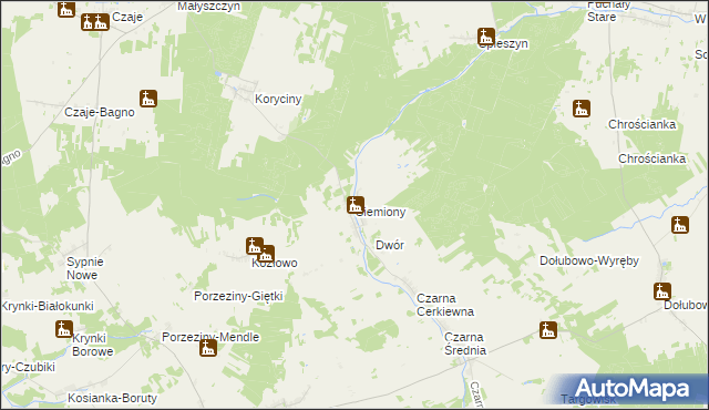 mapa Siemiony gmina Grodzisk, Siemiony gmina Grodzisk na mapie Targeo