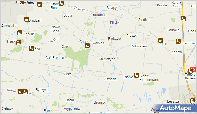 mapa Siemszyce, Siemszyce na mapie Targeo