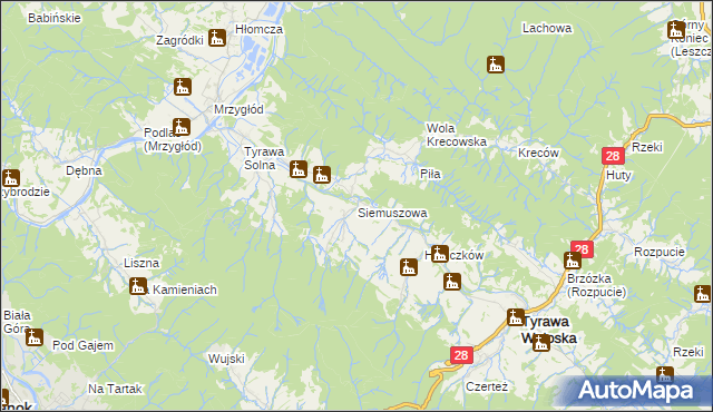 mapa Siemuszowa, Siemuszowa na mapie Targeo