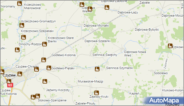 mapa Siennica-Święchy, Siennica-Święchy na mapie Targeo