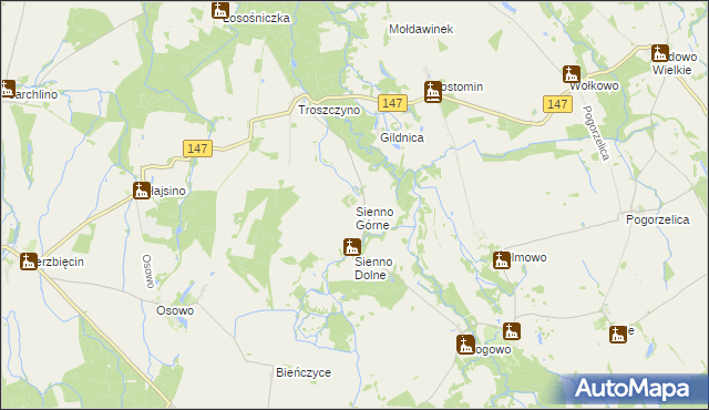 mapa Sienno Górne, Sienno Górne na mapie Targeo