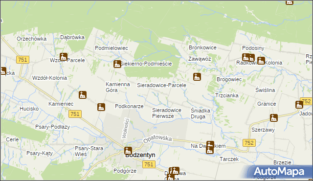 mapa Sieradowice Drugie, Sieradowice Drugie na mapie Targeo