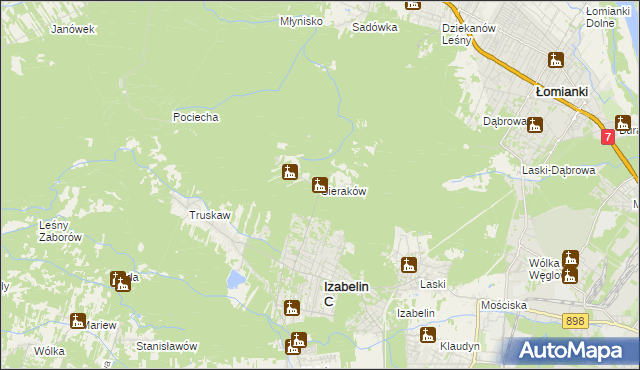 mapa Sieraków gmina Izabelin, Sieraków gmina Izabelin na mapie Targeo