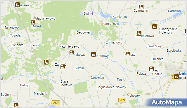 mapa Sierakowy, Sierakowy na mapie Targeo