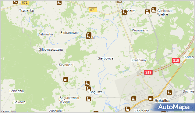 mapa Sierbowce, Sierbowce na mapie Targeo