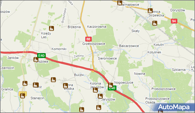 mapa Sieroniowice, Sieroniowice na mapie Targeo