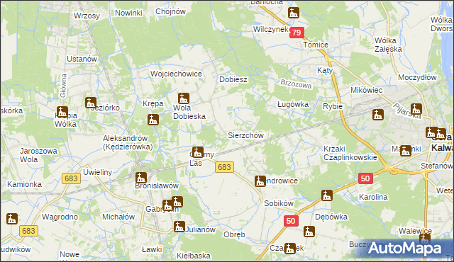 mapa Sierzchów gmina Góra Kalwaria, Sierzchów gmina Góra Kalwaria na mapie Targeo