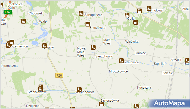 mapa Sierzchowy, Sierzchowy na mapie Targeo