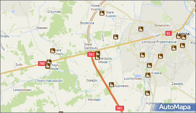 mapa Sierzputy Młode, Sierzputy Młode na mapie Targeo