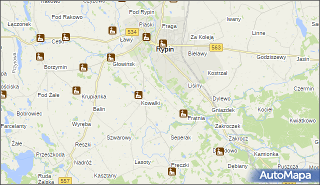 mapa Sikory gmina Rypin, Sikory gmina Rypin na mapie Targeo