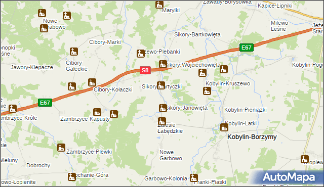 mapa Sikory-Tomkowięta, Sikory-Tomkowięta na mapie Targeo