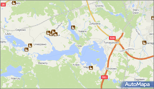 mapa Siła, Siła na mapie Targeo