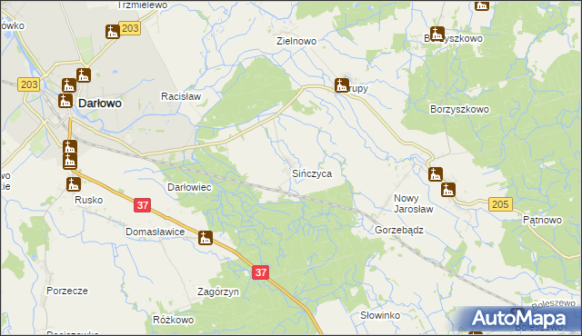 mapa Sińczyca, Sińczyca na mapie Targeo