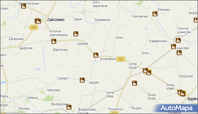 mapa Siniarzewo, Siniarzewo na mapie Targeo