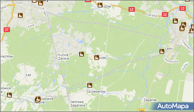 mapa Siodło gmina Żary, Siodło gmina Żary na mapie Targeo