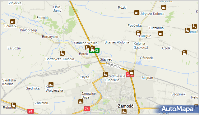 mapa Sitaniec, Sitaniec na mapie Targeo