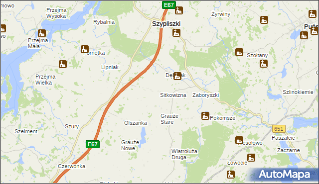 mapa Sitkowizna, Sitkowizna na mapie Targeo