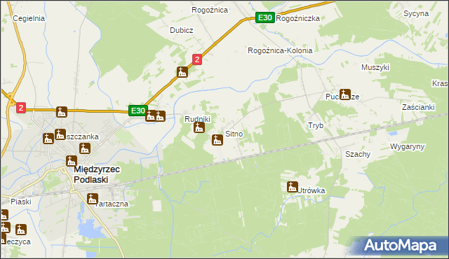 mapa Sitno gmina Międzyrzec Podlaski, Sitno gmina Międzyrzec Podlaski na mapie Targeo