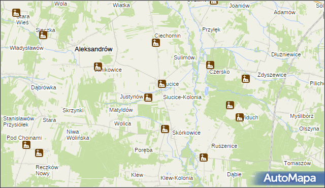 mapa Siucice-Kolonia, Siucice-Kolonia na mapie Targeo