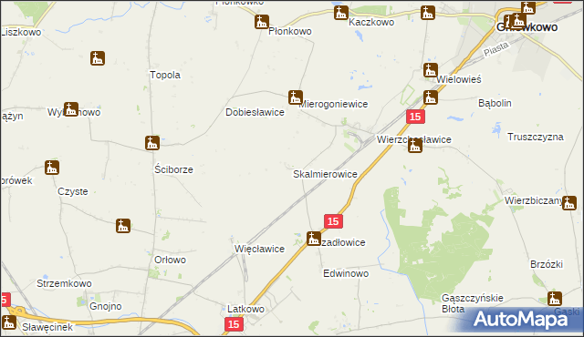 mapa Skalmierowice gmina Gniewkowo, Skalmierowice gmina Gniewkowo na mapie Targeo