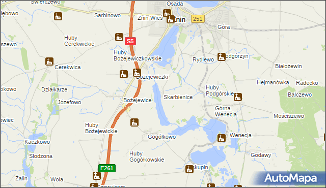 mapa Skarbienice, Skarbienice na mapie Targeo