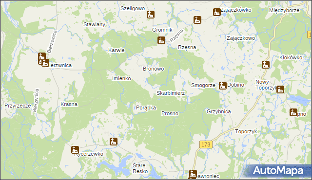 mapa Skarbimierz gmina Połczyn-Zdrój, Skarbimierz gmina Połczyn-Zdrój na mapie Targeo